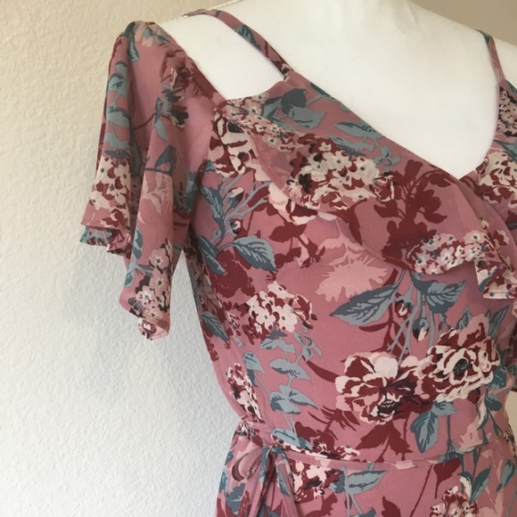 As U Wish Cold Shoulder Floral High Low Maxi Dress - Picture 6 of 7